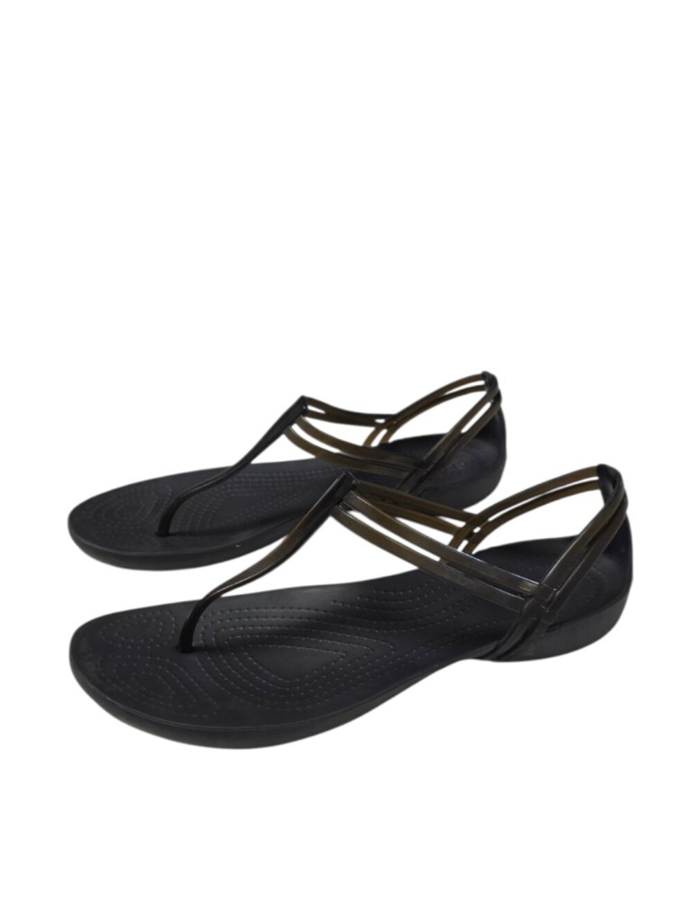CROCS Isabella Strappy Sandals, Toe Post, Black, Comfort, Casual, Size 9